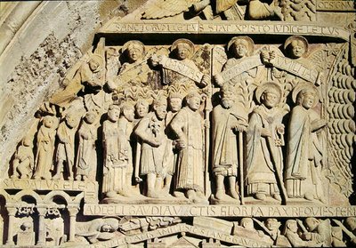 Dettaglio dal Giudizio Universale sul timpano del Portale Ovest, c.1140 da French School